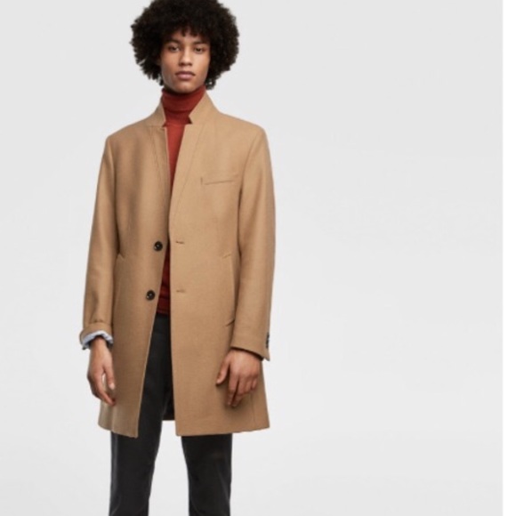 zara men's camel overcoat